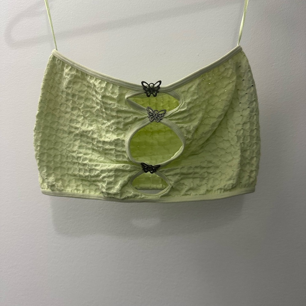 Green Butterfly Front Crop top